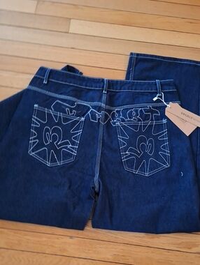 Dark Blue Men's Denim Jeans, Baggy, Wide Leg, Skater, DFGIGT